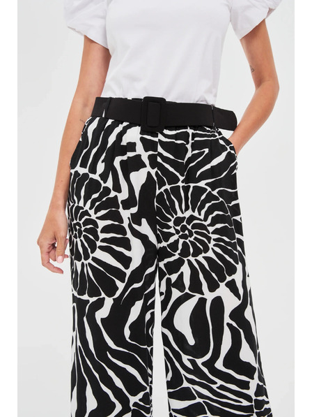 Moodo Viskózové kalhoty s páskem černé Moodo