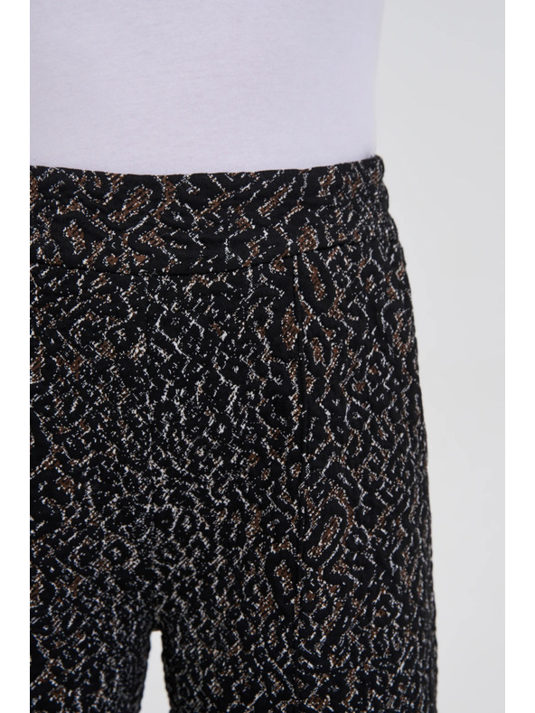Moodo Černé kalhoty s leopardím vzorem Moodo