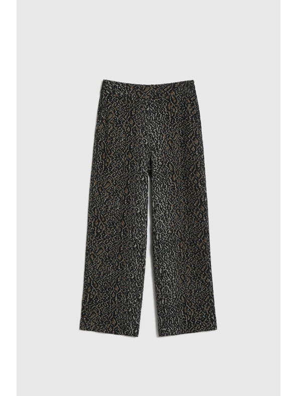 Moodo Černé kalhoty s leopardím vzorem Moodo
