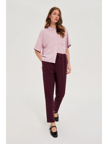 Moodo Vínové kalhoty se strukturou a rovnými nohavicemi Moodo