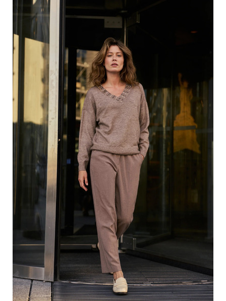 Moodo Hnědé cigaretové kalhoty Moodo