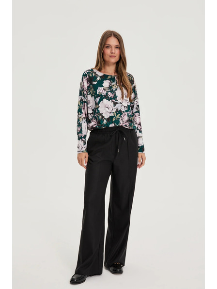 Moodo Černé kalhoty s širokými nohavicemi Moodo