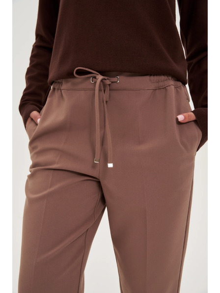 Moodo Tmavě béžové kalhoty se strukturou a rovnými nohavicemi Moodo