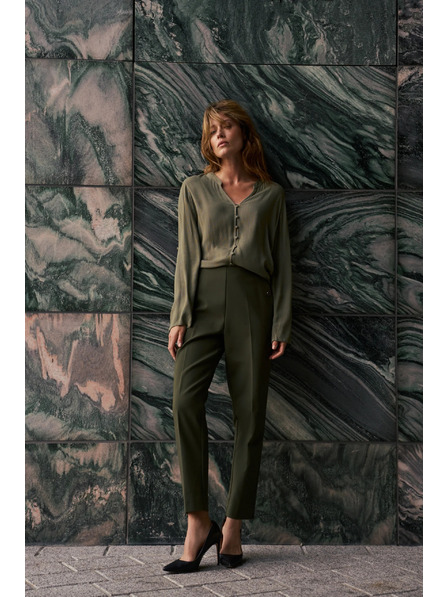 Moodo Tmavě olivové cigaretové kalhoty Moodo