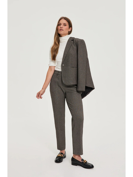 Moodo Tmavě béžové kalhoty s metalickým vláknem Moodo