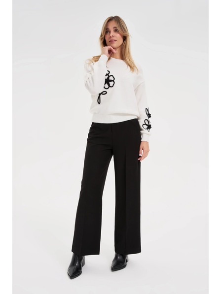 Moodo Černé kalhoty s širokými nohavicemi Moodo