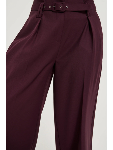 Moodo Vínové kalhoty se strukturou a páskem Moodo