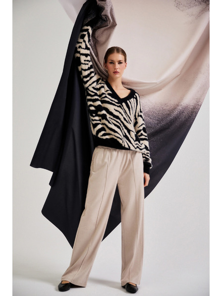 Moodo Béžové kalhoty s širokými nohavicemi Moodo