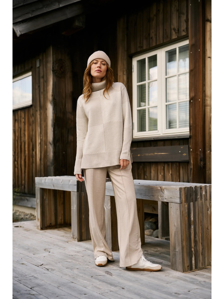 Moodo Béžové kalhoty s širokými nohavicemi Moodo