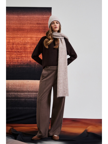 Moodo Hnědé kalhoty s širokými nohavicemi Moodo