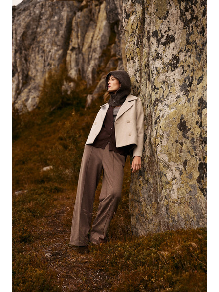 Moodo Hnědé kalhoty s širokými nohavicemi Moodo