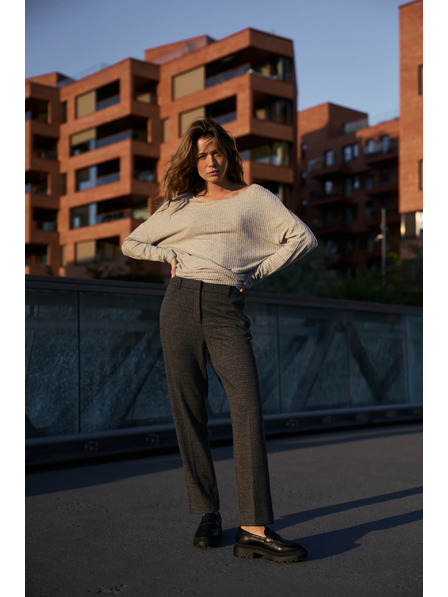 Moodo Grafitové kalhoty se vzorem rybí kosti Moodo