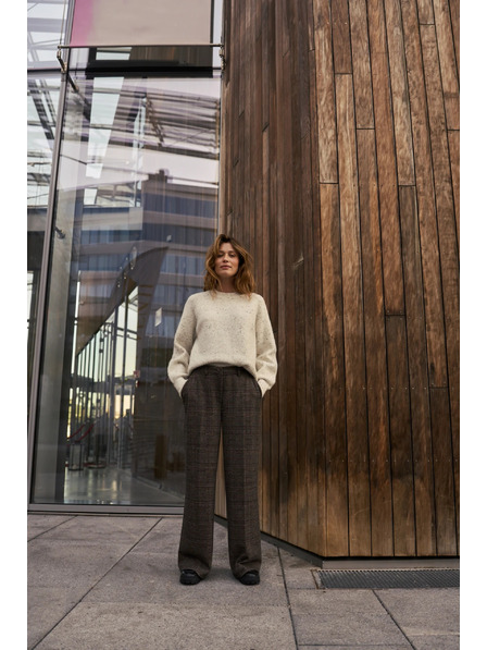 Moodo Hnědé kostkované kalhoty Moodo