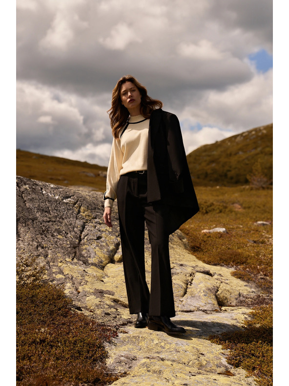 Moodo Černé kalhoty s páskem Moodo