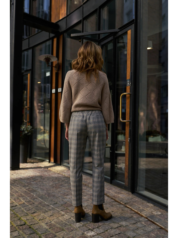 Moodo Šedé kostkované kalhoty Moodo