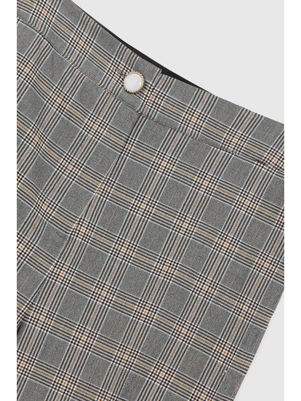 Moodo Šedé kostkované kalhoty Moodo