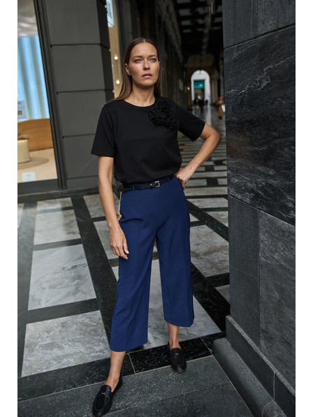 Moodo Tmavě modré kalhoty s páskem Moodo