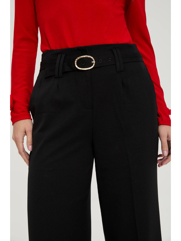 Moodo Černé kalhoty se strukturou a páskem Moodo