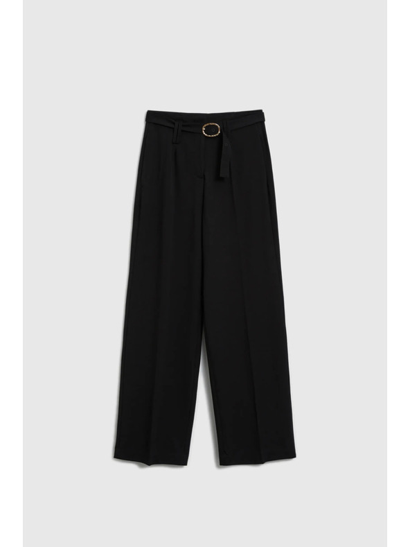 Moodo Černé kalhoty se strukturou a páskem Moodo