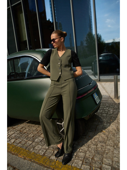 Moodo Hladké kalhoty olivové Moodo