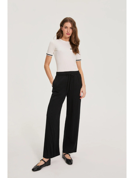 Moodo Černé viskózové kalhoty Moodo