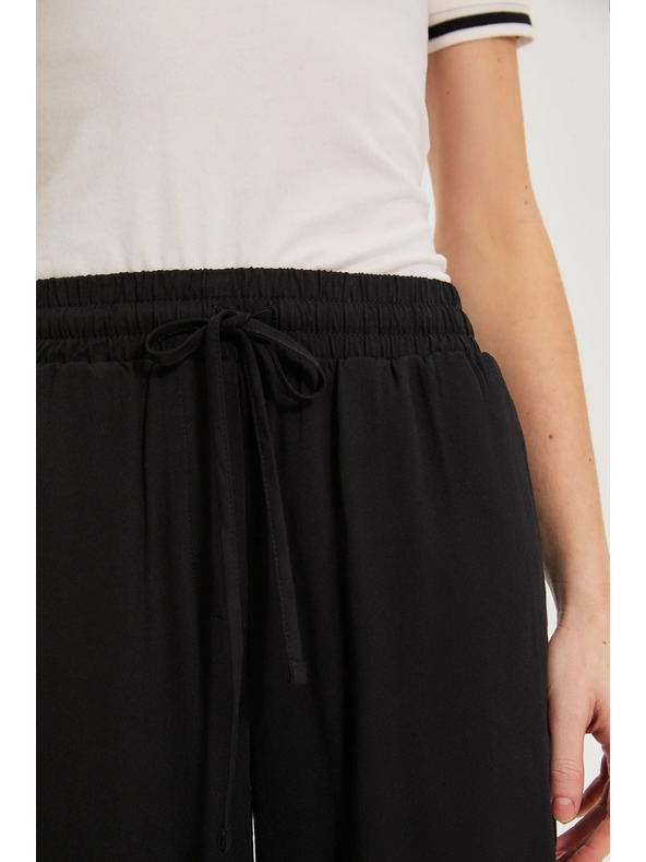 Moodo Černé viskózové kalhoty Moodo