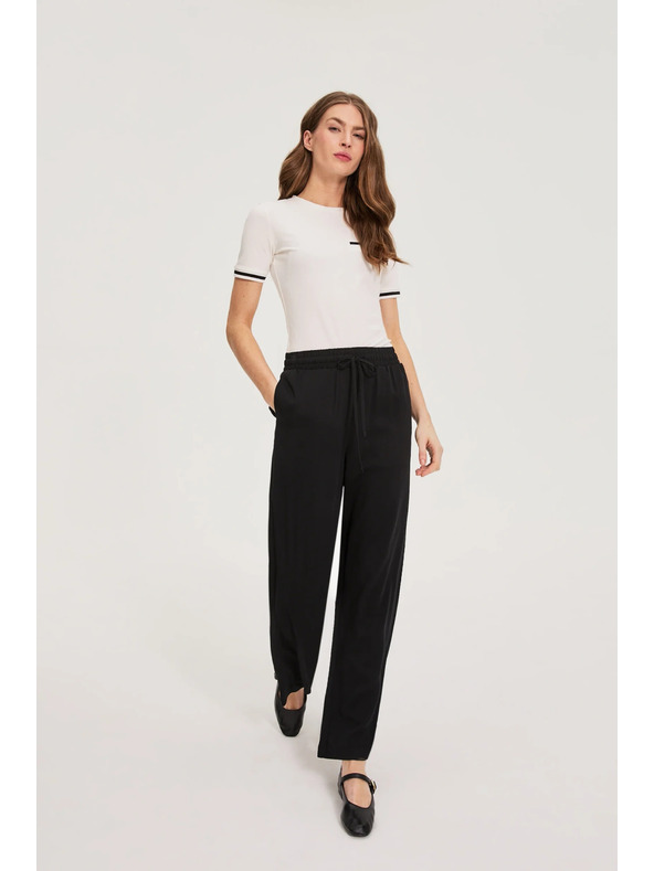 Moodo Černé viskózové kalhoty Moodo