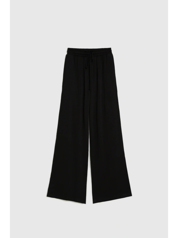 Moodo Černé viskózové kalhoty Moodo