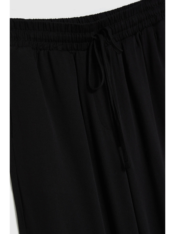 Moodo Černé viskózové kalhoty Moodo