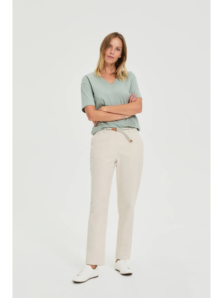 Moodo Béžové bavlněné kalhoty Moodo