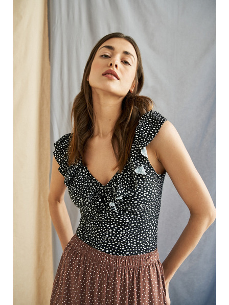 Moodo Jednodílné plavky s ozdobným výstřihem černé Moodo