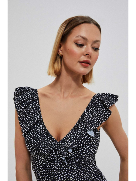 Moodo Jednodílné plavky s ozdobným výstřihem černé Moodo