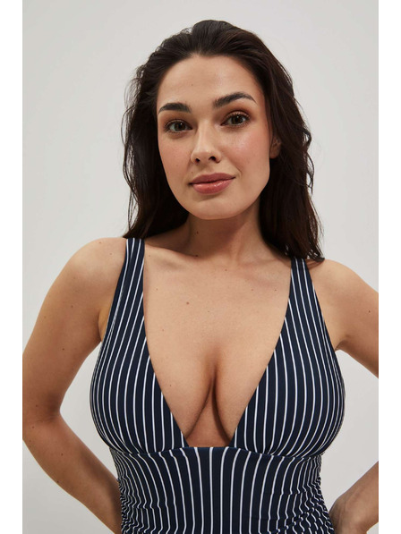 Moodo Jednodílné plavky v pruzích tmavě modré Moodo