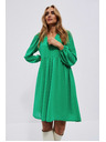Moodo Zelené šaty s nafouklými rukávy Moodo