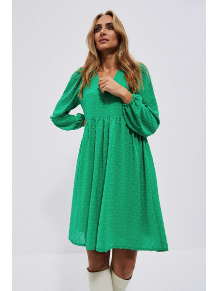 Moodo Zelené šaty s nafouklými rukávy Moodo