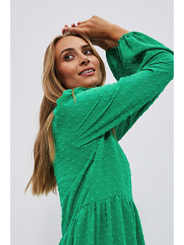 Moodo Zelené šaty s nafouklými rukávy Moodo