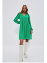 Moodo Zelené šaty s nafouklými rukávy Moodo