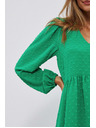 Moodo Zelené šaty s nafouklými rukávy Moodo