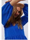 Moodo Modré šaty s nafouklými rukávy Moodo
