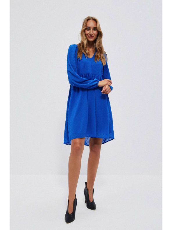 Moodo Modré šaty s nafouklými rukávy Moodo