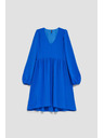 Moodo Modré šaty s nafouklými rukávy Moodo
