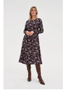 Moodo Černé midi šaty s kytkami Moodo