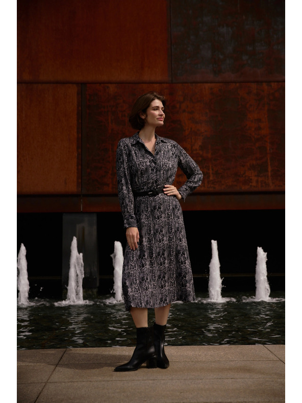 Moodo Viskózové šaty s páskem šedé Moodo