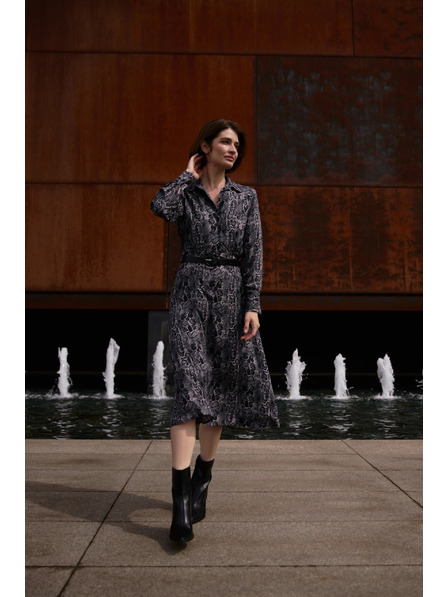 Moodo Viskózové šaty s páskem šedé Moodo