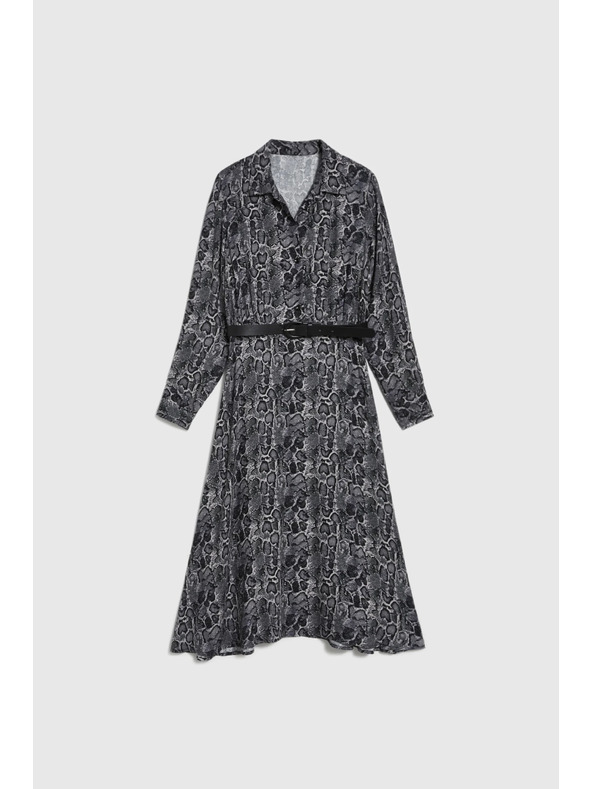 Moodo Viskózové šaty s páskem šedé Moodo