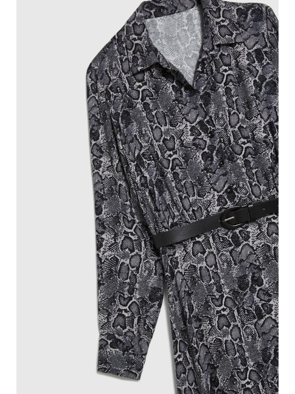 Moodo Viskózové šaty s páskem šedé Moodo