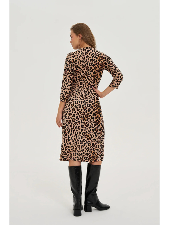 Moodo Béžové šaty s leopardím vzorem Moodo