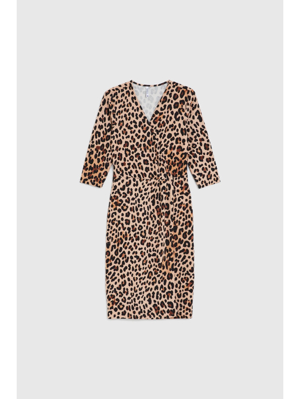 Moodo Béžové šaty s leopardím vzorem Moodo