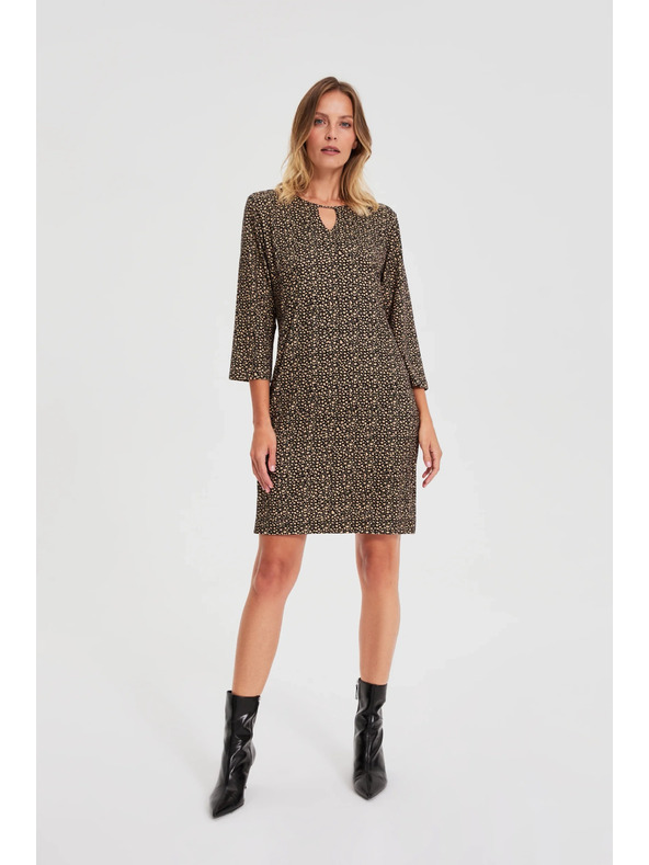 Moodo Černé šaty s jemným vzorem Moodo