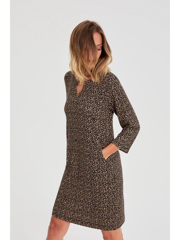 Moodo Černé šaty s jemným vzorem Moodo